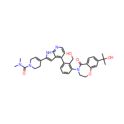 CN(C)C(=O)N1CC=C(c2cc3c(-c4cccc(N5CCOc6cc(C(C)(C)O)ccc6C5=O)c4CO)ccnc3[nH]2)CC1 ZINC001772642906