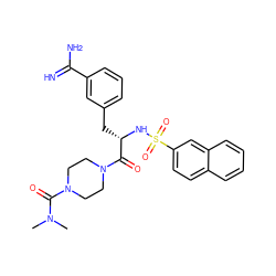 CN(C)C(=O)N1CCN(C(=O)[C@H](Cc2cccc(C(=N)N)c2)NS(=O)(=O)c2ccc3ccccc3c2)CC1 ZINC000026834906