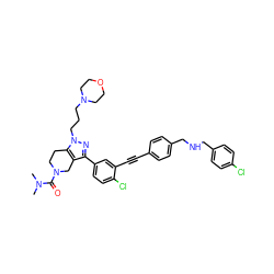 CN(C)C(=O)N1CCc2c(c(-c3ccc(Cl)c(C#Cc4ccc(CNCc5ccc(Cl)cc5)cc4)c3)nn2CCCN2CCOCC2)C1 ZINC000095597704