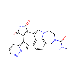 CN(C)C(=O)N1CCn2cc(C3=C(c4ccn5ncccc45)C(=O)NC3=O)c3cccc(c32)C1 ZINC000028132782