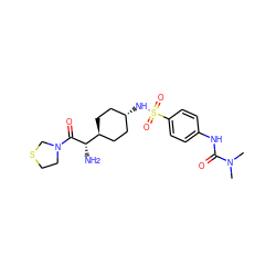 CN(C)C(=O)Nc1ccc(S(=O)(=O)N[C@H]2CC[C@H]([C@H](N)C(=O)N3CCSC3)CC2)cc1 ZINC000261085967