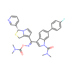 CN(C)C(=O)O/N=C(\c1ccn2c1CS[C@@H]2c1cccnc1)c1cn(C(=O)N(C)C)c2cc(-c3ccc(F)cc3)ccc12 ZINC000036332015