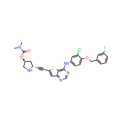 CN(C)C(=O)O[C@@H]1CN[C@@H](C#Cc2cc3ncnc(Nc4ccc(OCc5cccc(F)c5)c(Cl)c4)c3s2)C1 ZINC000044404239