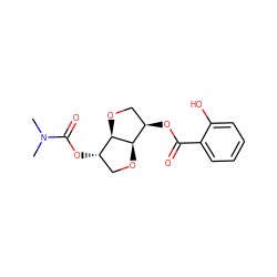 CN(C)C(=O)O[C@H]1CO[C@@H]2[C@H](OC(=O)c3ccccc3O)CO[C@H]12 ZINC000045298687