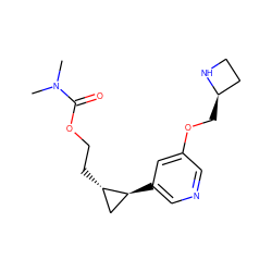 CN(C)C(=O)OCC[C@H]1C[C@@H]1c1cncc(OC[C@@H]2CCN2)c1 ZINC000084597121