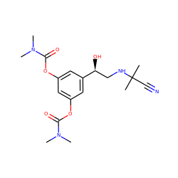 CN(C)C(=O)Oc1cc(OC(=O)N(C)C)cc([C@@H](O)CNC(C)(C)C#N)c1 ZINC001772608828