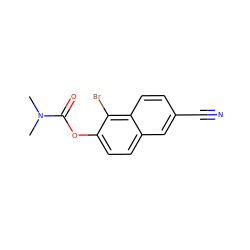 CN(C)C(=O)Oc1ccc2cc(C#N)ccc2c1Br ZINC000084671910