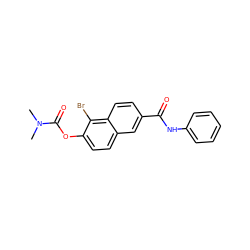 CN(C)C(=O)Oc1ccc2cc(C(=O)Nc3ccccc3)ccc2c1Br ZINC000084706402