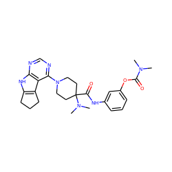 CN(C)C(=O)Oc1cccc(NC(=O)C2(N(C)C)CCN(c3ncnc4[nH]c5c(c34)CCC5)CC2)c1 ZINC000653852806