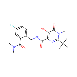 CN(C)C(=O)c1cc(F)ccc1CNC(=O)c1nc(C(C)(C)C)n(C)c(=O)c1O ZINC000029047408