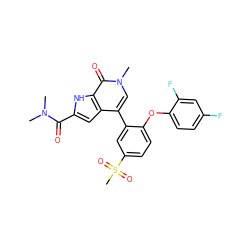 CN(C)C(=O)c1cc2c(-c3cc(S(C)(=O)=O)ccc3Oc3ccc(F)cc3F)cn(C)c(=O)c2[nH]1 ZINC000146725742