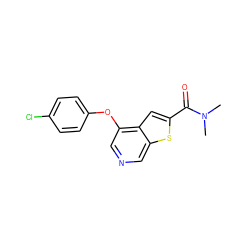 CN(C)C(=O)c1cc2c(Oc3ccc(Cl)cc3)cncc2s1 ZINC000000026576