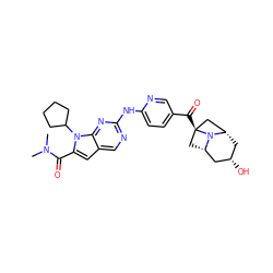 CN(C)C(=O)c1cc2cnc(Nc3ccc(C(=O)[C@@]45C[C@H]6C[C@@H](O)C[C@@H](C4)N65)cn3)nc2n1C1CCCC1 ZINC000261123569