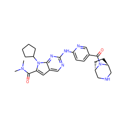 CN(C)C(=O)c1cc2cnc(Nc3ccc(C(=O)N4[C@H]5CC[C@H]4CNC5)cn3)nc2n1C1CCCC1 ZINC000118599120