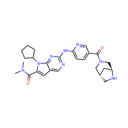 CN(C)C(=O)c1cc2cnc(Nc3ccc(C(=O)N4C[C@@H]5C[C@H](CN5)C4)cn3)nc2n1C1CCCC1 ZINC000118593770