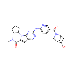 CN(C)C(=O)c1cc2cnc(Nc3ccc(C(=O)N4C[C@@H]5C[C@H]4C[C@@H]5O)cn3)nc2n1C1CCCC1 ZINC000118590118