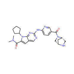 CN(C)C(=O)c1cc2cnc(Nc3ccc(C(=O)N4C[C@@H]5C[C@H]4CN5)cn3)nc2n1C1CCCC1 ZINC000118589686