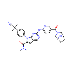 CN(C)C(=O)c1cc2cnc(Nc3ccc(C(=O)N4C[C@@H]5CC[C@H](C4)N5)cn3)nc2n1-c1ccc(C(C)(C)C#N)cc1 ZINC000218960662