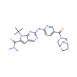 CN(C)C(=O)c1cc2cnc(Nc3ccc(C(=O)N4C[C@@H]5CC[C@H](C4)N5)cn3)nc2n1C(C)(C)C ZINC000118589555