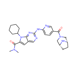 CN(C)C(=O)c1cc2cnc(Nc3ccc(C(=O)N4C[C@@H]5CC[C@H](C4)N5)cn3)nc2n1C1CCCCC1 ZINC000118586540