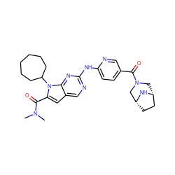 CN(C)C(=O)c1cc2cnc(Nc3ccc(C(=O)N4C[C@@H]5CC[C@H](C4)N5)cn3)nc2n1C1CCCCCC1 ZINC000118589239