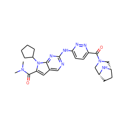 CN(C)C(=O)c1cc2cnc(Nc3ccc(C(=O)N4C[C@@H]5CC[C@H](C4)N5)nn3)nc2n1C1CCCC1 ZINC000118588932