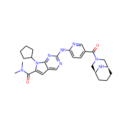 CN(C)C(=O)c1cc2cnc(Nc3ccc(C(=O)N4C[C@@H]5CCC[C@H](C4)N5)cn3)nc2n1C1CCCC1 ZINC000118584620