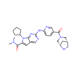 CN(C)C(=O)c1cc2cnc(Nc3ccc(C(=O)N4C[C@@H]5CN[C@@H](C5)C4)cn3)nc2n1C1CCCC1 ZINC000118586371