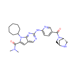 CN(C)C(=O)c1cc2cnc(Nc3ccc(C(=O)N4C[C@H]5C[C@H]4CN5)cn3)nc2n1C1CCCCCC1 ZINC000118600131