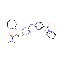 CN(C)C(=O)c1cc2cnc(Nc3ccc(C(=O)N4C[C@H]5CC[C@H]4[C@@H]5O)cn3)nc2n1C1CCCCCC1 ZINC000215382278