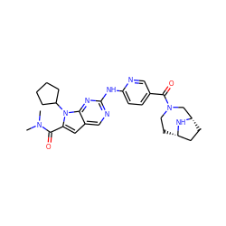 CN(C)C(=O)c1cc2cnc(Nc3ccc(C(=O)N4CC[C@H]5CC[C@@H](C4)N5)cn3)nc2n1C1CCCC1 ZINC000118588198