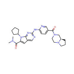 CN(C)C(=O)c1cc2cnc(Nc3ccc(C(=O)N4CCN5CCC[C@@H]5C4)cn3)nc2n1C1CCCC1 ZINC000118593420