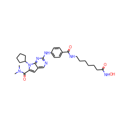 CN(C)C(=O)c1cc2cnc(Nc3ccc(C(=O)NCCCCCCC(=O)NO)cc3)nc2n1C1CCCC1 ZINC001772609437