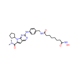 CN(C)C(=O)c1cc2cnc(Nc3ccc(CNC(=O)CCCCCCC(=O)NO)cc3)nc2n1C1CCCC1 ZINC001772598686