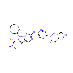 CN(C)C(=O)c1cc2cnc(Nc3ccc(N4C[C@@H]5CNC[C@@H]5CC4=O)cn3)nc2n1C1CCCCCC1 ZINC000118588057