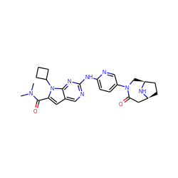 CN(C)C(=O)c1cc2cnc(Nc3ccc(N4C[C@H]5CC[C@@H](CC4=O)N5)cn3)nc2n1C1CCC1 ZINC000118586823