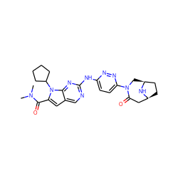 CN(C)C(=O)c1cc2cnc(Nc3ccc(N4C[C@H]5CC[C@@H](CC4=O)N5)nn3)nc2n1C1CCCC1 ZINC000118586499