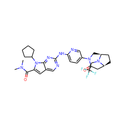 CN(C)C(=O)c1cc2cnc(Nc3ccc(N4C[C@H]5CC[C@@H](CC4=O)N5CC(F)(F)F)cn3)nc2n1C1CCCC1 ZINC000118590386