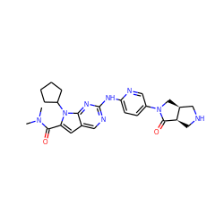 CN(C)C(=O)c1cc2cnc(Nc3ccc(N4C[C@H]5CNC[C@H]5C4=O)cn3)nc2n1C1CCCC1 ZINC000118726891