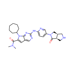 CN(C)C(=O)c1cc2cnc(Nc3ccc(N4C[C@H]5CNC[C@H]5C4=O)cn3)nc2n1C1CCCCCC1 ZINC000215386734