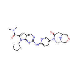 CN(C)C(=O)c1cc2cnc(Nc3ccc(N4C[C@H]5COC[C@@H](CC4=O)N5)cn3)nc2n1C1CCCC1 ZINC000118593530