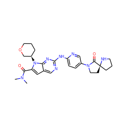 CN(C)C(=O)c1cc2cnc(Nc3ccc(N4CC[C@@]5(CCCN5)C4=O)cn3)nc2n1[C@@H]1CCCOC1 ZINC000118586563