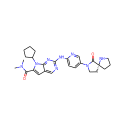 CN(C)C(=O)c1cc2cnc(Nc3ccc(N4CC[C@]5(CCCN5)C4=O)cn3)nc2n1C1CCCC1 ZINC000205545903