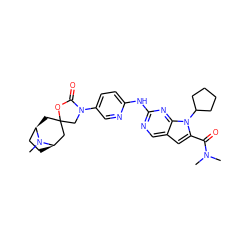 CN(C)C(=O)c1cc2cnc(Nc3ccc(N4CC5(C[C@@H]6CC[C@H](C5)N6C)OC4=O)cn3)nc2n1C1CCCC1 ZINC000218961691