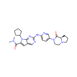 CN(C)C(=O)c1cc2cnc(Nc3ccc(N4CCN5CCC[C@@H]5C4=O)cn3)nc2n1C1CCCC1 ZINC000118593460