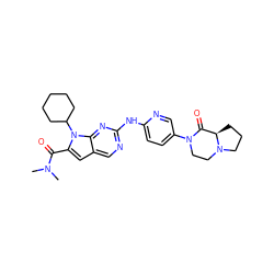 CN(C)C(=O)c1cc2cnc(Nc3ccc(N4CCN5CCC[C@@H]5C4=O)cn3)nc2n1C1CCCCC1 ZINC000118584648