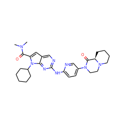 CN(C)C(=O)c1cc2cnc(Nc3ccc(N4CCN5CCCC[C@@H]5C4=O)cn3)nc2n1C1CCCCC1 ZINC000118730557