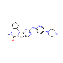 CN(C)C(=O)c1cc2cnc(Nc3ccc(N4CCNCC4)cn3)nc2n1C1CCCC1 ZINC000072316335