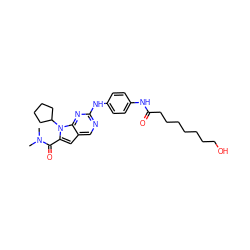 CN(C)C(=O)c1cc2cnc(Nc3ccc(NC(=O)CCCCCCCO)cc3)nc2n1C1CCCC1 ZINC001772570731