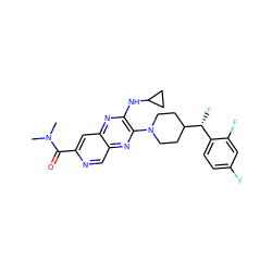 CN(C)C(=O)c1cc2nc(NC3CC3)c(N3CCC([C@H](F)c4ccc(F)cc4F)CC3)nc2cn1 ZINC000144636766